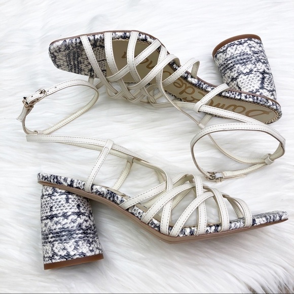 New Sam Edelman Daffodil Heeled Sandals in Reptile Embossed Modern Ivory - Picture 11 of 15